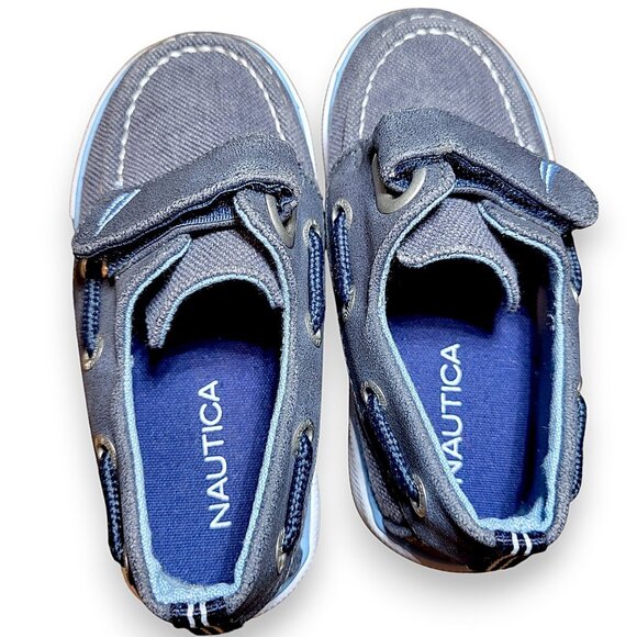 Nautica Little River 2 Boys Boat Shoes Blue Canvas Slip-On Size 7 Toddler - NWOT - Picture 2 of 9